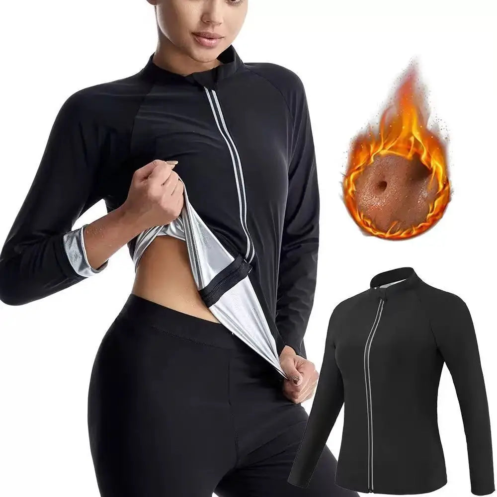 Women's Full Body Plus Size Shaper Exercise Fitness Leggings Slimming Workout Pants Shapewear Bbl Set Long Sleeves Sweating