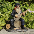 Rockstar Grandpa Resin Sculpture Playing on Bass Drum Detailed Band Set with Snare and Cymbals Cool Music Themed Desk Decor