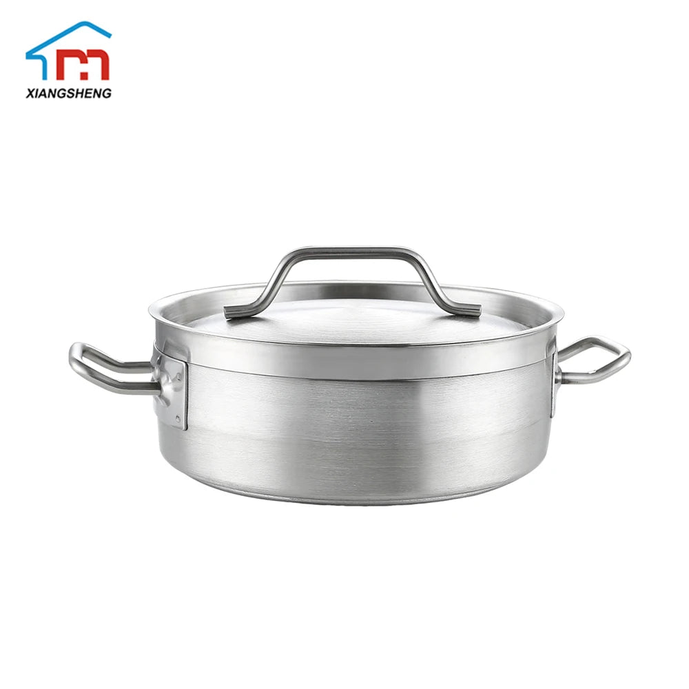 16QT Stainless Steel Brazier/Braising Pot Large Cookware Soup Pot Frying Pan
