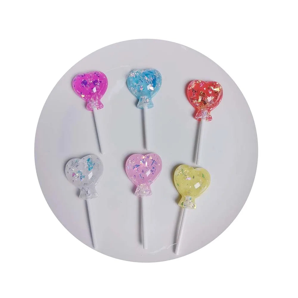 Love Heart Lollipop Flatback Resin Cabochon for Valentine's Day Scrapbooking DIY Embellishments & Home Decor Accessories Gifts