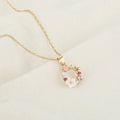 Fashion Creative Butterfly Flowers Necklace Zircon Crystal Pearl Shell Garland Women Pendant Necklace