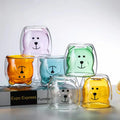 OEM Factory Wholesale Handmade Cute Animal Bear Shaped Double Wall Glass Cup