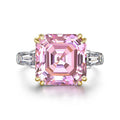 Sterling Silver Rhodium Plated Asscher Cut 5A Zircon Colorful Gems Wedding Ring for Women Fashion Jewelry Ready to Ship
