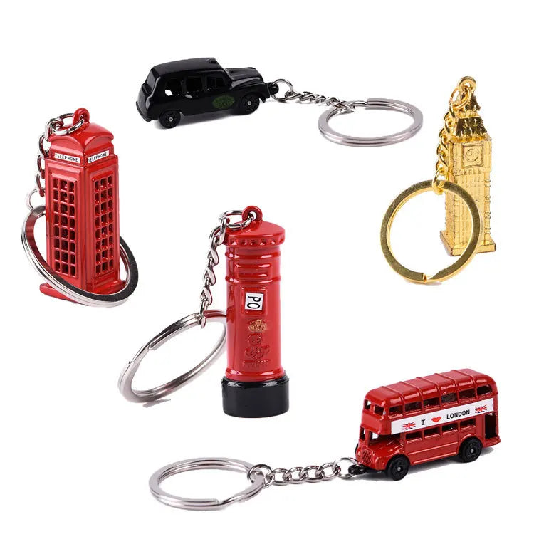 British Alloy Bus Phone Box Mailbox Keychain Custom Factory Wholesale Tourist Souvenir Keychain