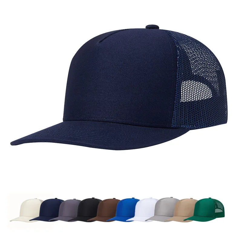 New Custom Embroidery Logo Blank Plain 5 Panel Richardson 112 Patches Mesh Trucker Sporty Unisex Curved Brim Snapback Hat