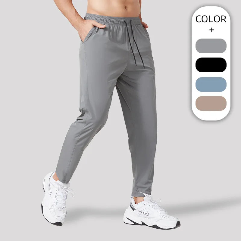 2023 New Men Light Thin Running Sports Pants Teenagers Drawstring Micro-elastic Breathable Fitness Casual Trousers Male Jogger