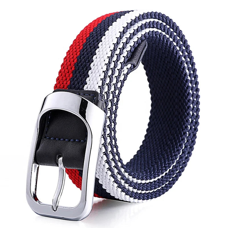 2025 Premium Quality Men and Women Fashion Accessory Elastic Woven Stretch Belt Unisex Knit Web Belt With Dual Color Design