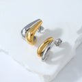 Pretty Fine Stud Earrings Drop Shaped Earring Double CC Hoop Jewelry Chunky Stainless Steel Layer Stud Earrings