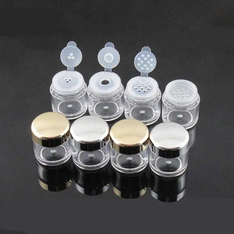 5g PS Plastic Round Cosmetics Loose Powder Jar 5ml Plastic Gold Silver Glitter Powder Bottle