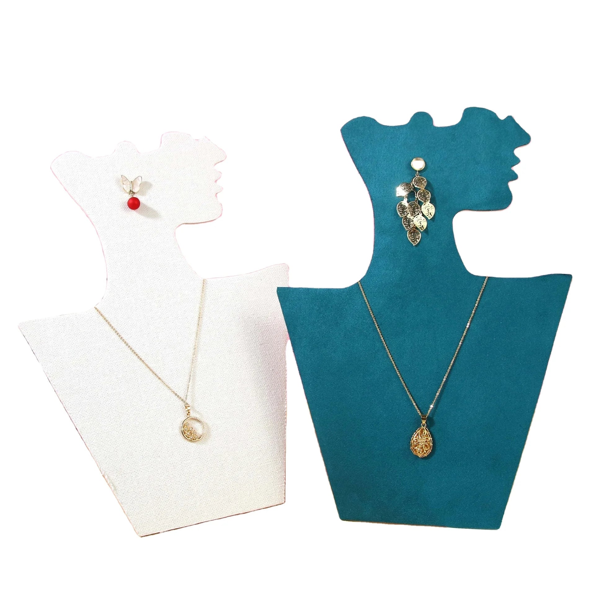 Portrait Multiple Colors Back Support Jewelry Set Necklace Earring Display Stand Rack Holder