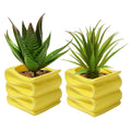 Modern Yellow Artistic Design Folding Shape Ceramic Flower Pot with Drainage Hole for Garden Planter Home Decoration