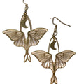 Vintage Gold Hollow Butterfly Moth Pendant Earrings Witch Moon Women's Alloy Wedding & Party Gift