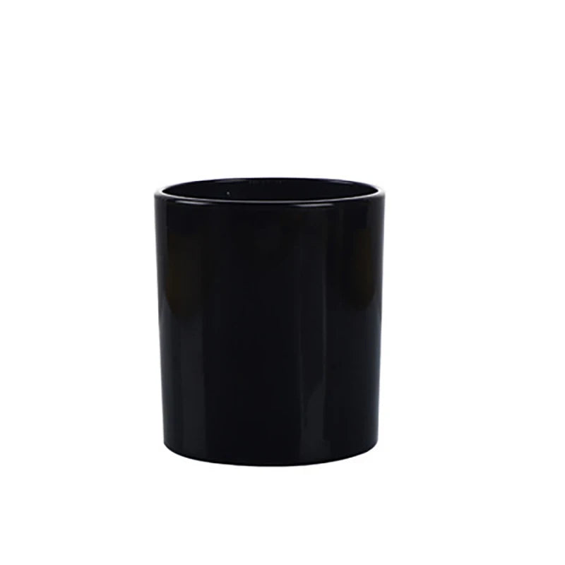 Custom Logo Glass Candle Jars With Wood Lids 220ml 315ml Glass Candlestick 430ml Empty Frosted Matte Black/ White Candle Holders