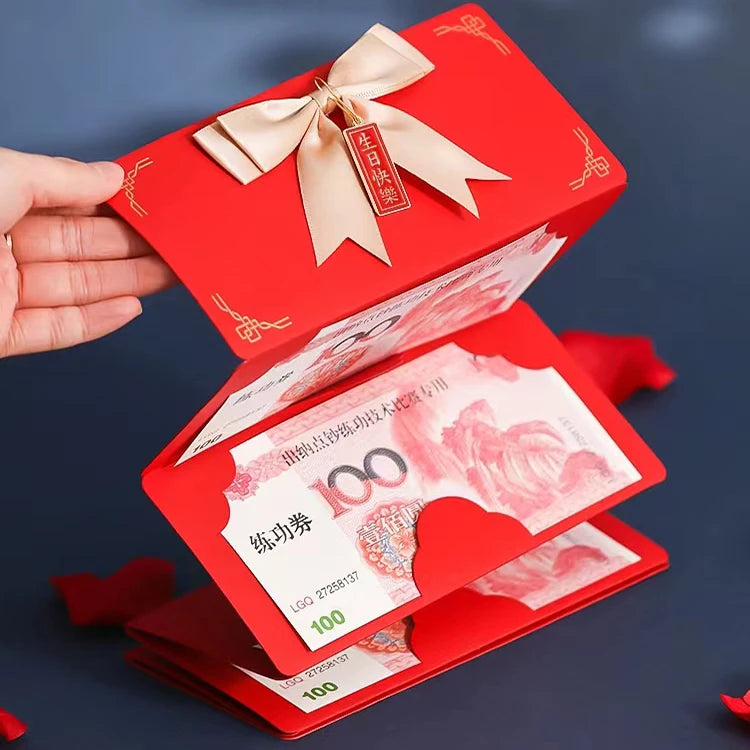 Red New Wind Folding Multiple Cards Practical Creative Personality Birthday Gift Red Envelope