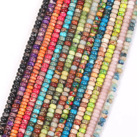 4x3mm Natural Stone Beads Colorful Sea Sediment Jaspers Wheel Loose Beads Hot Jewelry Making DIY Bracelet Accessories15''