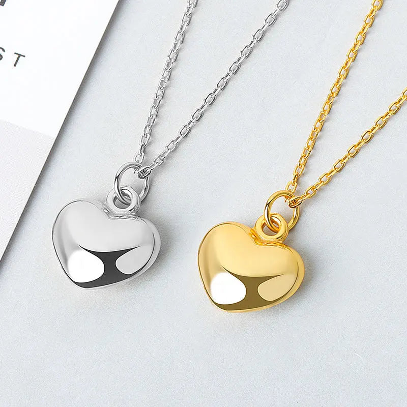 Popular 925 Sterling Silver Gold Plating Polished Heart Pendant Necklace for Women Wholesale