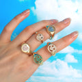 European and American Fashion love Ring Women 18K Gold Zircon Artistic Heart Shaped Zirconia Adjustable Opening Ring