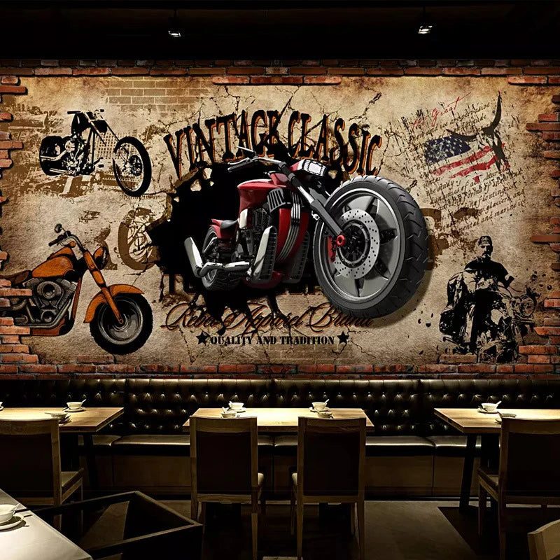 Hot selling Car broken wall 3D personalized wallpaper wallpaper ktv background wall