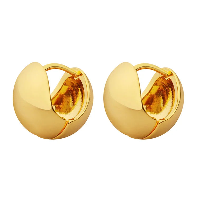 China Wholesale Custom Unique Smooth Surface copper Gold Color Small C Shape Earrings for  Women