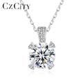 Korean CZ Diamond Shinny Jewelry 925 Sterling Silver CZ Pendant Necklace for Women Wedding Round Zircon Necklace