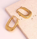 Custom Statement Vintage Jewelry Geometric Unique Design Stripe Square Hoop Earrings Daily Wear Hypoallergenic Rectangle U Shape