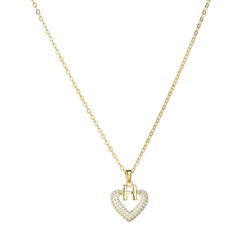 Korean Style Letter Jewelry Alphabet Couple Gift H Pendant Heart Collarbone Chain 925 Sterling Silver Statement Necklace