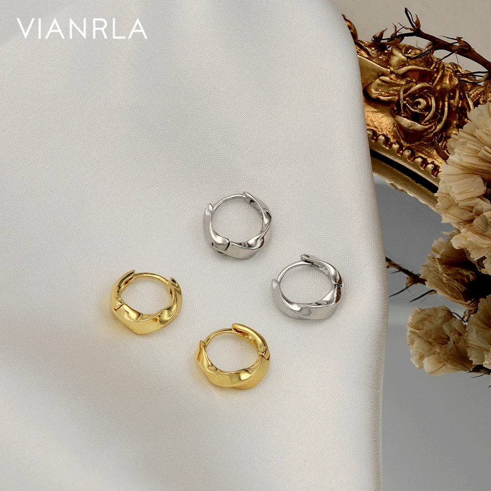 VIANRLA 18k Gold Plated Hoop Earrings 925 Sterling Silver Chunky Twisted Earrings Hoops for Women