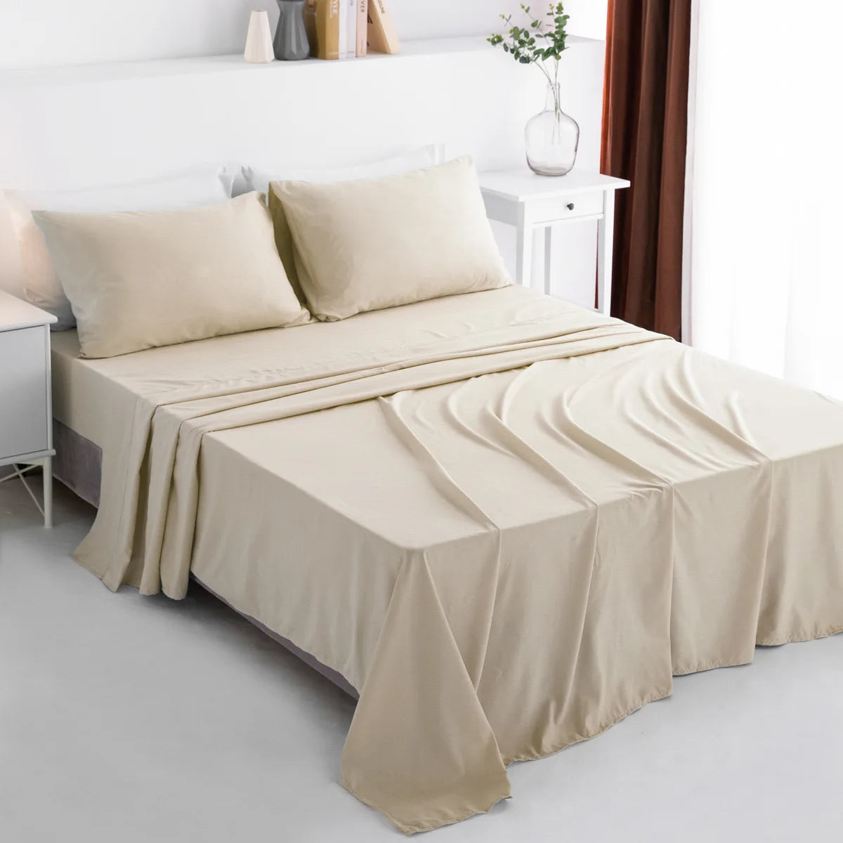 Hotel Brushed Microfiber Bedsheet Bed Sheet Bedding Set with Pillowcase