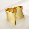 Gold-Tone Women's Trendy Asymmetric Geometric Cuff Bracelet Alloy Plating Irregular Bangle for Party Occasions