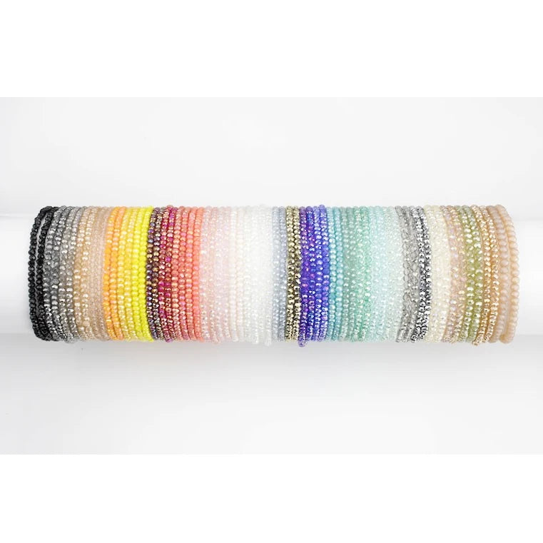 4mm Glass Stackable Tiny Petite Crystal Elastic Bracelets