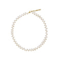 Choker Necklace 14 Inch+5 CM Freshwater Pearl for Women 5-6 Mm Rice Pearl Side Hole Necklaces Stainless Steel Pvd Gold Clasp