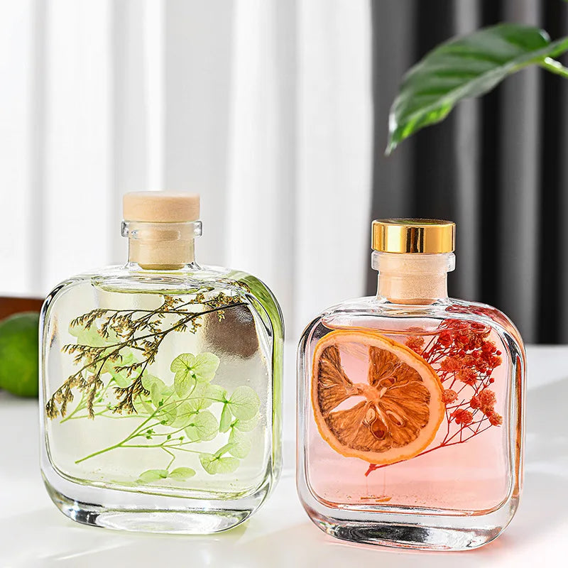 Reed Diffuser Glass Bottle Packaging 150ml 200ml Scented Bottle Customizable Lids