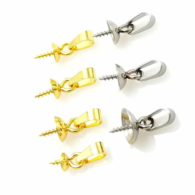 Stainless Steel Melon Seeds Buckle Bail Beads Connector Bale Pinch Clasp Clips Pendant Clasps Hook Supplies for Jewelry Findings