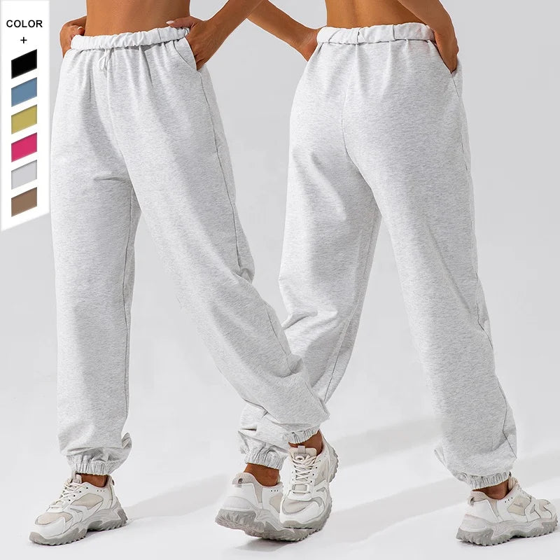 Dropshipping Breathable Quick Drying Fitness Pants Drawstring Waist Side Pockets for Loose Sports Pants