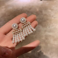Elegant Celebrity Metal Korean Pearl Earrings For Woman Fashion Jewelry 2021 New Luxury Wedding Party Girl's Earrings