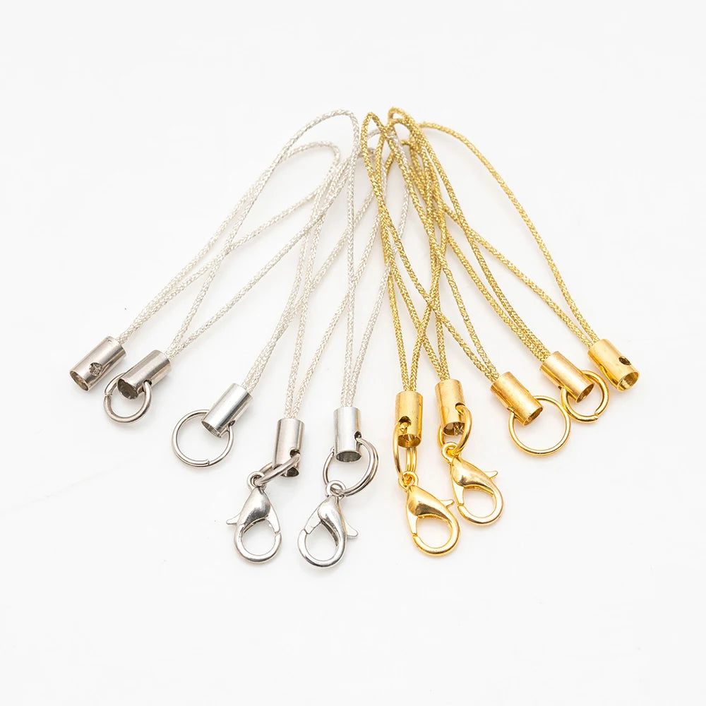 PA057-066 Gold /Silver Line Lobster Clasp Buckle Mobile Phone Cord Lanyards for Men/ Women Jewelry Findings Making Accessories
