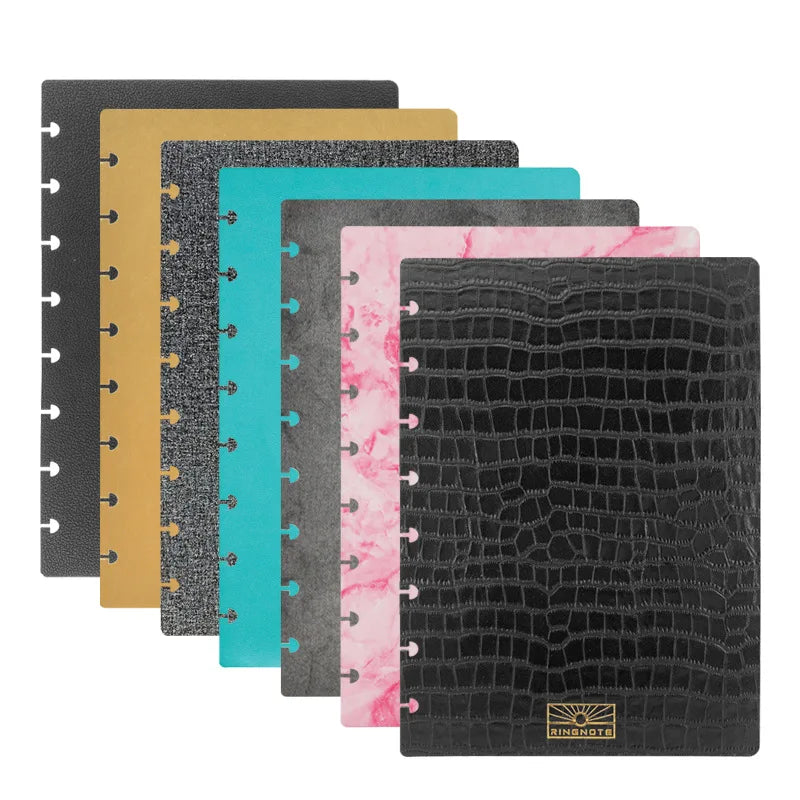 Custom Logo Spiral Binding A5 Leather & PP Notebook Cover with Pre-punched Holes for RINGNOTE Gift