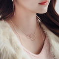 New 925 Sterling Silver Double Circle Necklaces Pendant Fashion Sterling Silver Jewelry Statement for Women Bijoux