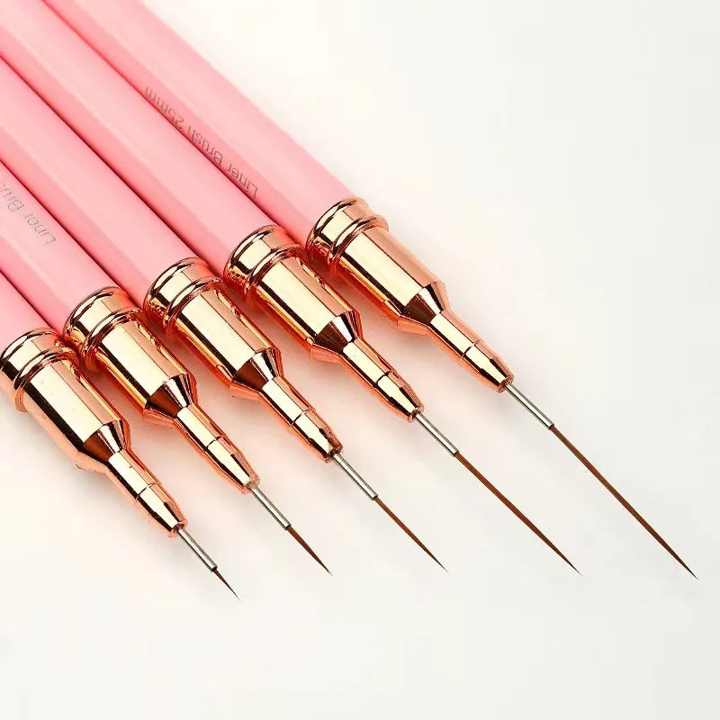 New Liner Brush Drawing Pen Nail Art Brush Set Metal HandleProfessional Kolinsky Nail Brush Nail Art Liner
