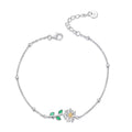 Trendy Jewelry 925 Sterling Silver Two Tone Plated Flower Bead Station Chain Bracelet