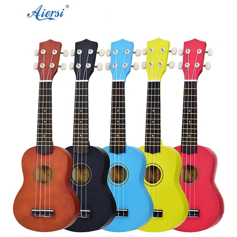 Wholesale Cheap Price Aiersi Brand 21 Inch soprano Ukulele Oem Odm Handmade Basswood Colourful Ukelele Musical Instrument