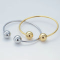 Chris April 316L Flexible Stainless Bracelets Gold Plated Solid Ball Fashion Jewelry Bracelets Bangles