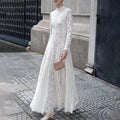 Fashion Niche 2024 Winter New Eco-Friendly Woven Stand Neck Lace Embroidery Washable Natural Waist Water-Soluble Flower Slimming