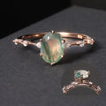 OL0926 Abiding Custom Stamped Minimalism Engagement Jewelry 925 Sterling Silver Oval 6x8mm Moss Agate Ring Designs for Girls
