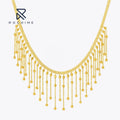 Rochime Tassel Bead Lace Necklace 925 Silver Yellow Gold Plated Zircon Fine Jewelry for Women