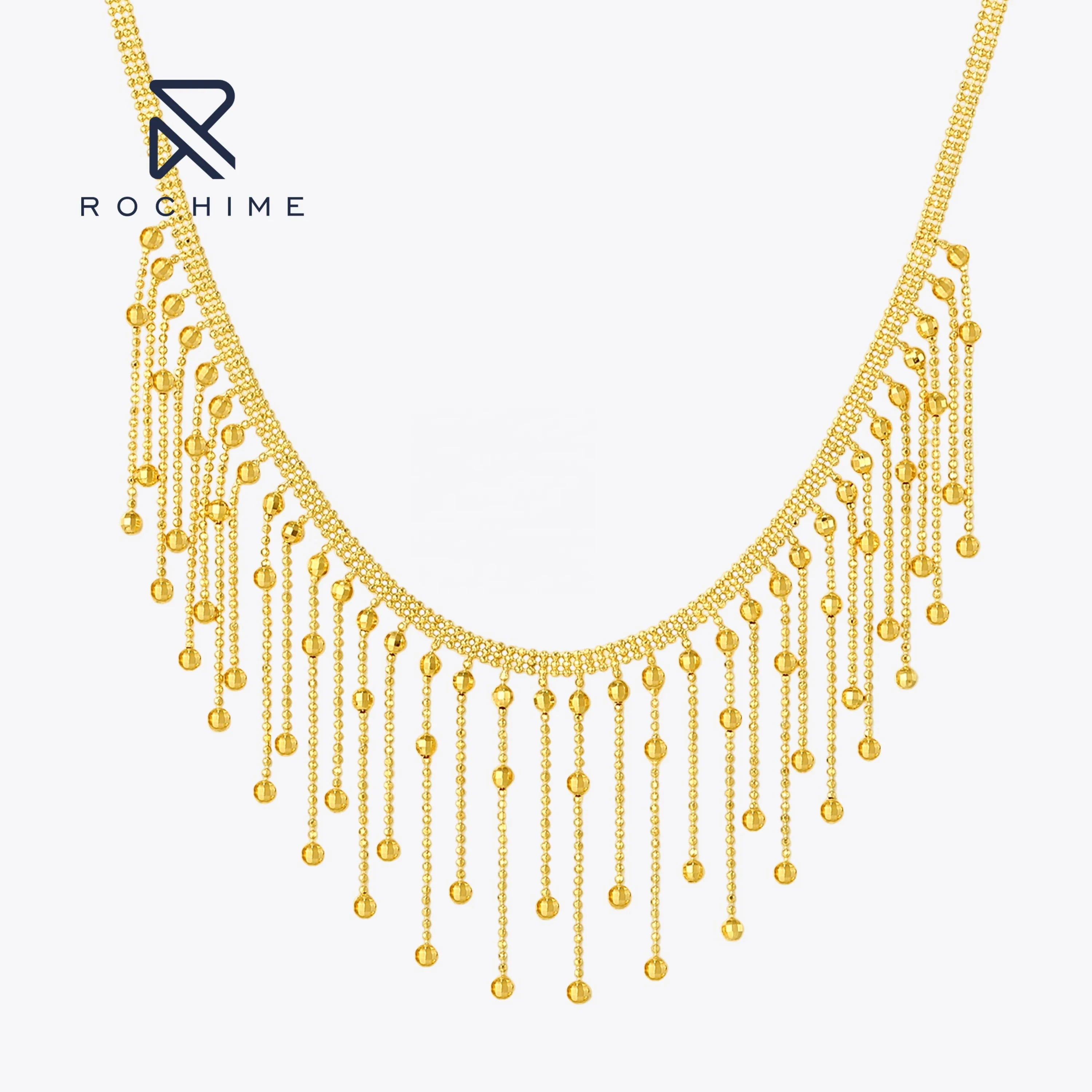 Rochime Tassel Bead Lace Necklace 925 Silver Yellow Gold Plated Zircon Fine Jewelry for Women