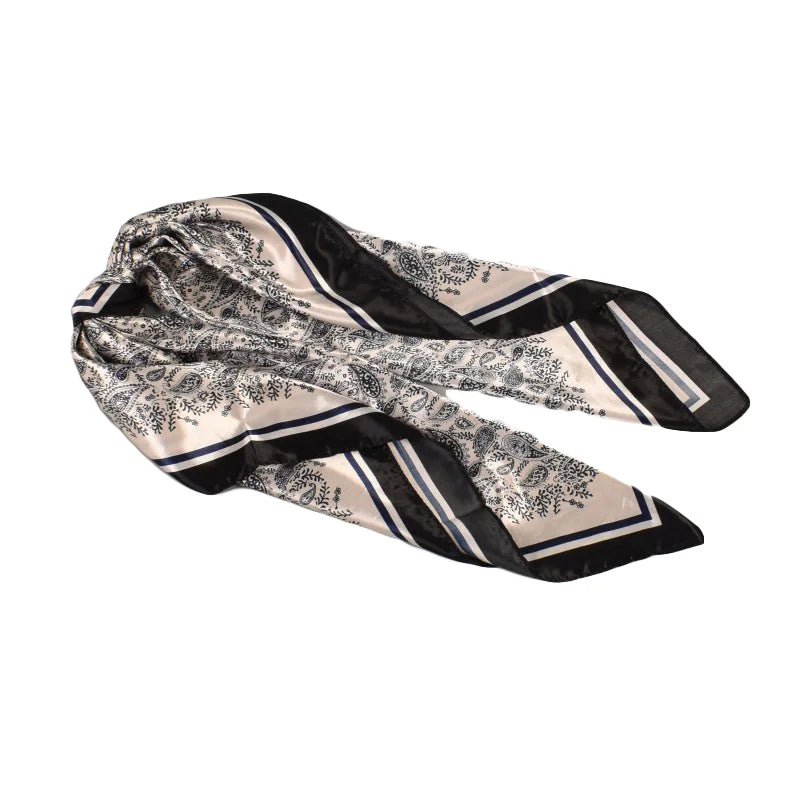 Women's Fashion Square Satin Printed Cashew Scarf New Spring Collection 90*90 Simulated Silk Polyester Wholesale