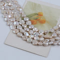 11-12mm Natural White Freshwater Coin-Shape Pearl Beads Flat Loose Strand Wholesale for Jewelry & Making