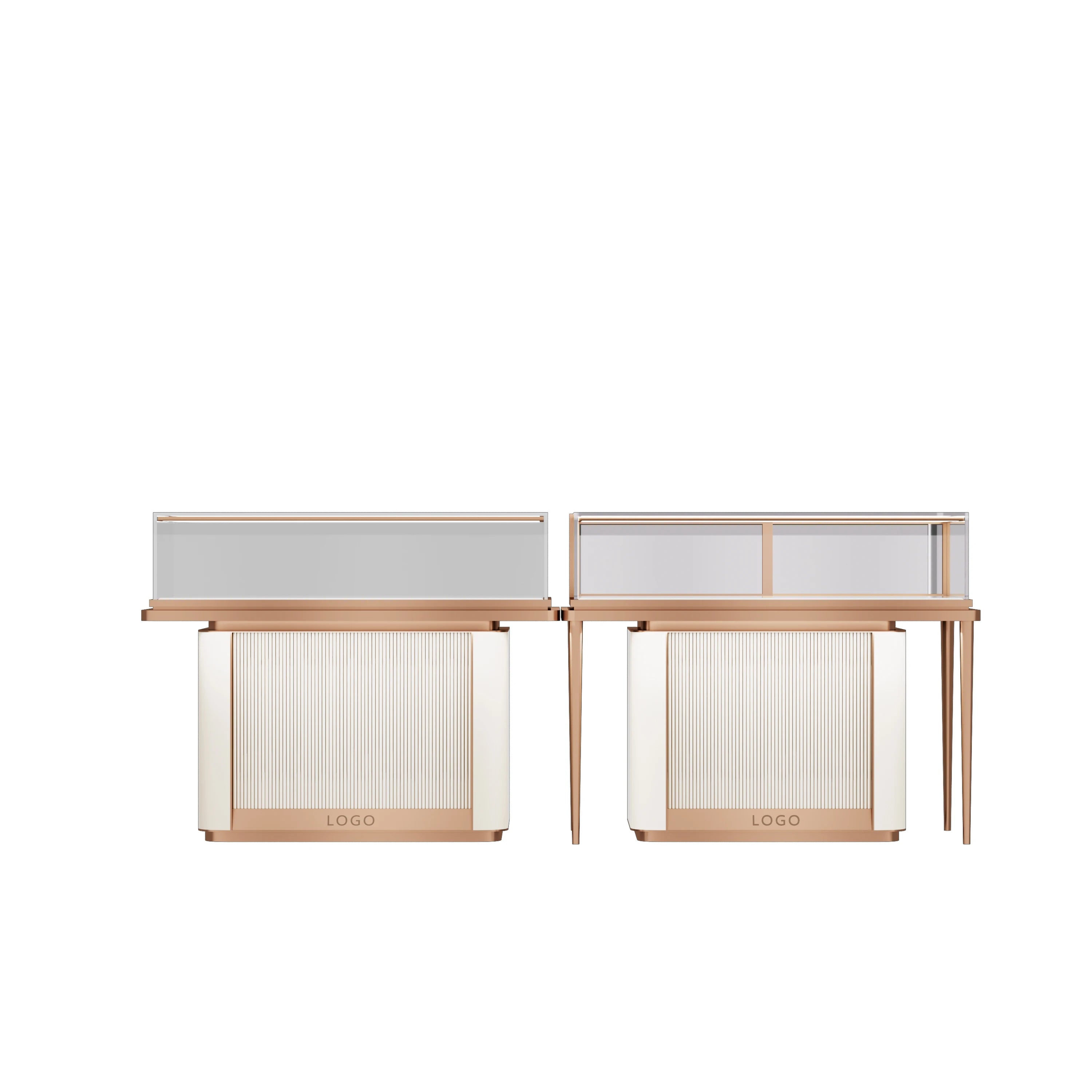 Shangliang GT-10 Glass Wooden Round Kiosk with Custom LED Lighting Jewelry Display Cabinet Set for Jewelry Stores