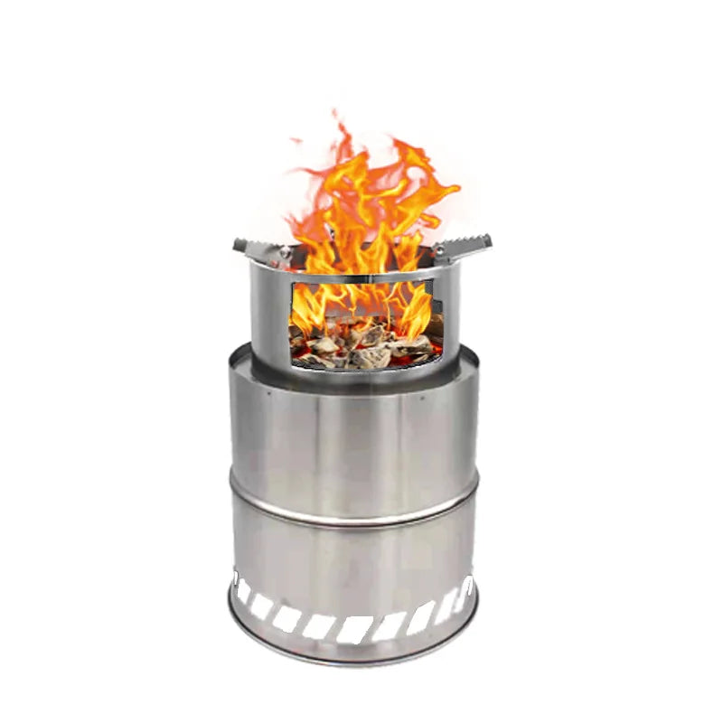 JWQ-024 Outdoor Folding Stainless Steel Solo Stove Portable Mini Camp Stove Picnic Cooking Firewood Stove